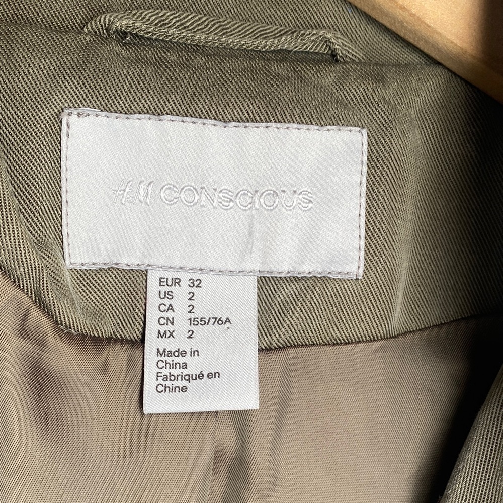 H&M Conscious Utility Jacket Olive Green Womens XS Size 2 Military Style - Picture 2 of 10